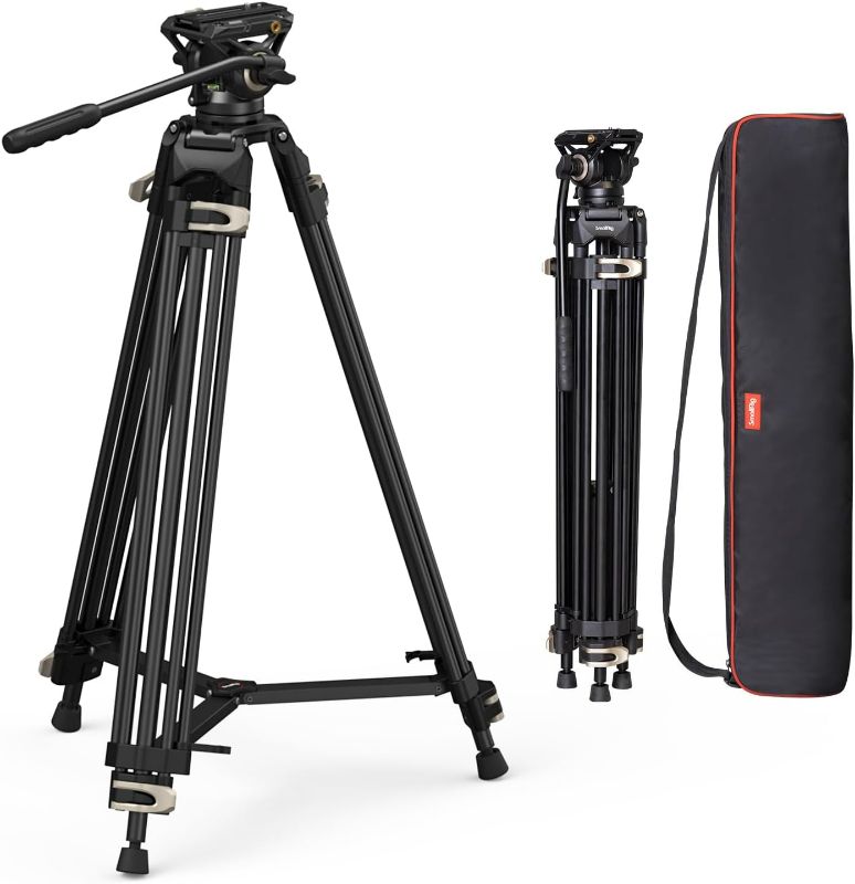 Photo 1 of  Video Tripod, 73" Heavy Duty Tripod with 360 Degree Fluid Head and Quick Release Plate for DSLR, Camcorder, Cameras 3751B