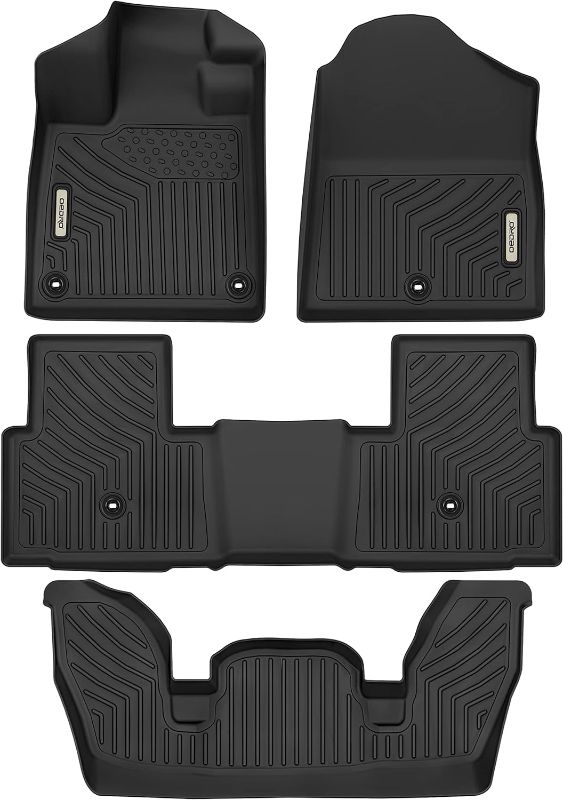 Photo 1 of OEDRO Floor Mats Compatible with Honda Pilot 2023-2024, Includes 1st, 2nd and 3rd Row Floor Liners, Custom Fit TPE All Weather Car Liners, Black