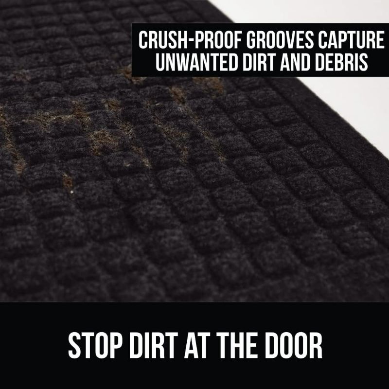 Photo 1 of Gorilla Grip Ultra Absorbent Moisture Guard Doormat, Absorbs Up to 6 Cups of Water, Stain and Fade Resistant, Spiked Rubber Backing, All Weather Mats Capture Dirt, Indoor Outdoor, 47x35, Black