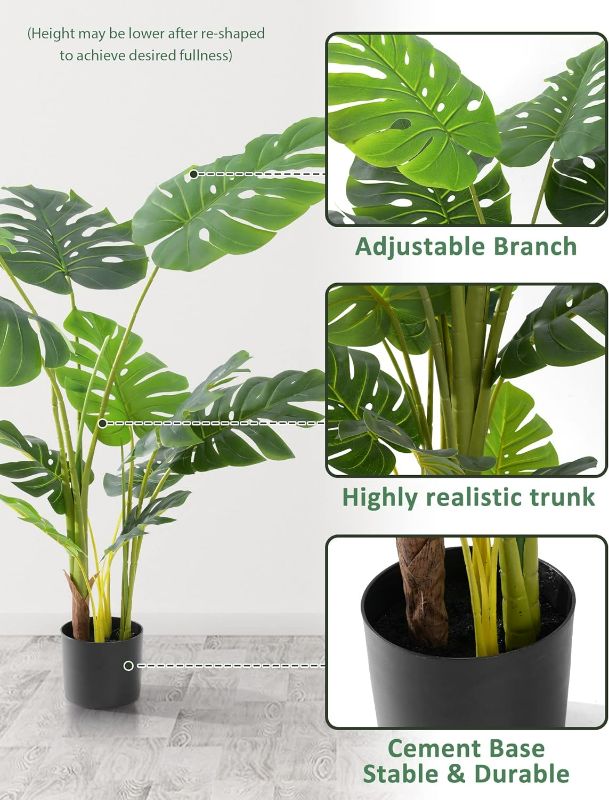 Photo 1 of Artificial Tree-Faux Plants Indoor Outdoor- Keloteven 4FT Artificial Monstera Fake Tall Tree 11 Leaves - Artificial Plants for Home Decor, Office, Living Room and Pito Decoration, MD120