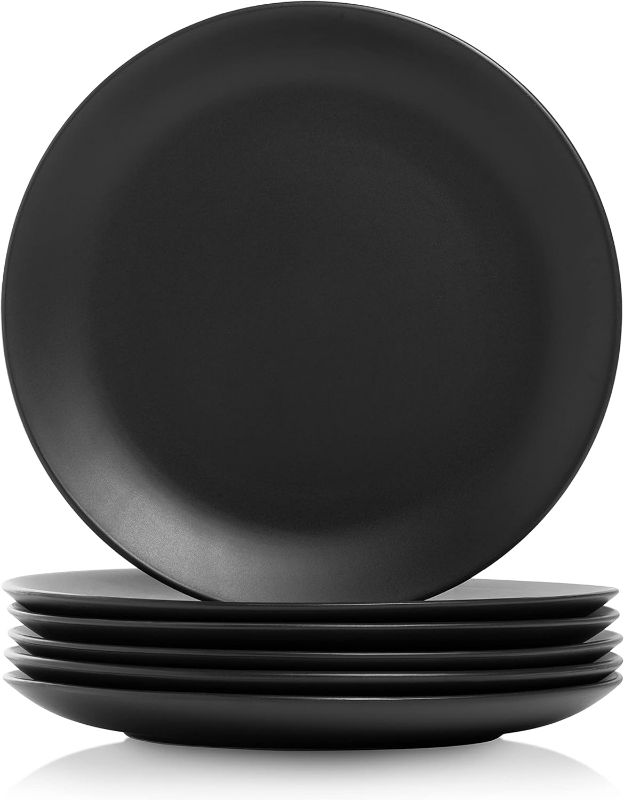 Photo 1 of 10 Strawberry Street Wazee Matte 10.5" Coupe Dinner Plate, Set of 6, Black