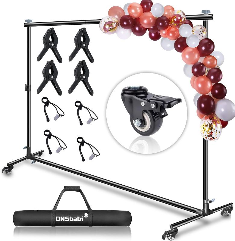 Photo 1 of Versatile Heavy Duty Backdrop Stand, with Wheels, 10 * 7ft Adjustable Photo Background Stand, Banner Backdrop Stand for Parties/Photography/Birthday/Studio