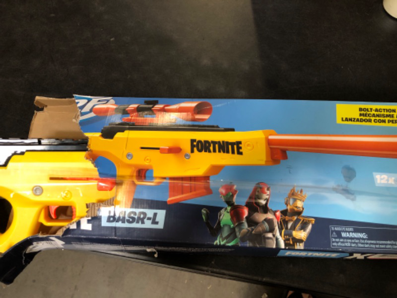 Photo 2 of NERF Fortnite BASR-L Bolt Action, Clip Fed Blaster - Includes Removable Scope, 6-Dart Clip and 12 Official Elite Darts