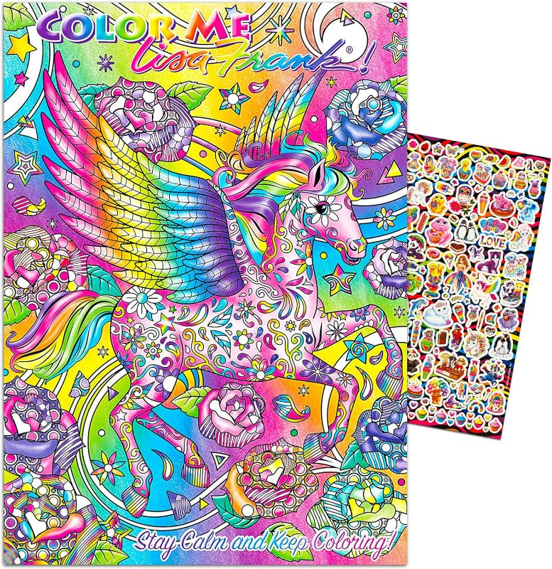 Photo 1 of Lisa Frank Coloring Book for Adults Relaxation Set ~ Advanced Lisa Frank Adult Coloring Book with 50 Bonus Stickers (Lisa Frank Bundle)