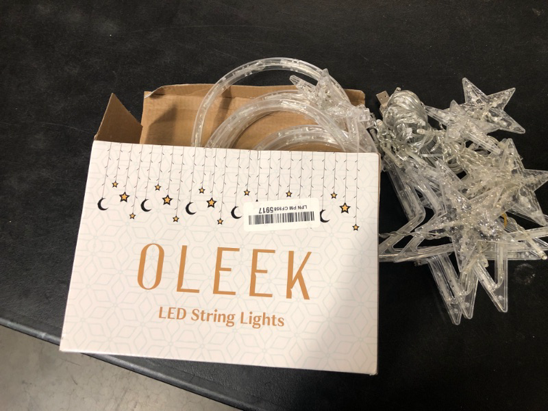 Photo 2 of OLEEK LED Eid Mubarak Decorations - Eid Decorations for Home 2024 - Star Lights String - Star String Lights -led String Lights for Bedroom- Moon Light - Moon and Stars Decor - Moon Wall Light ???