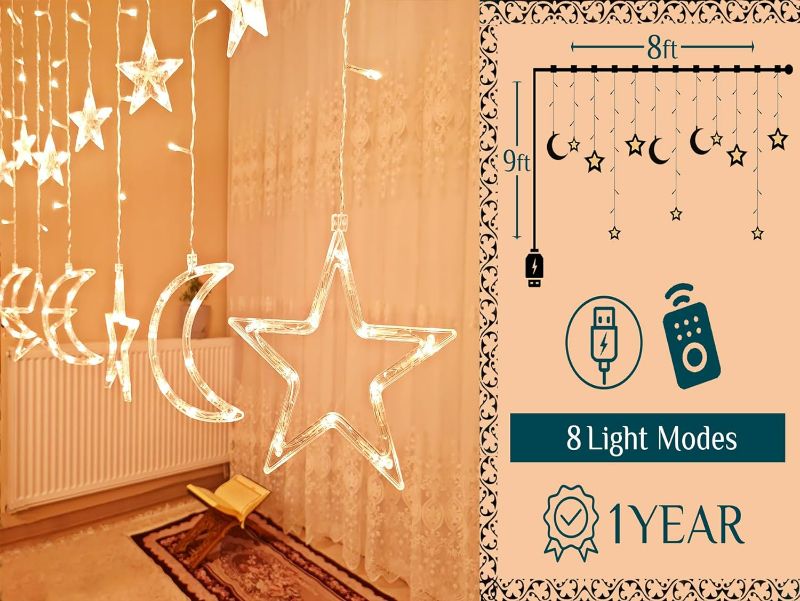 Photo 1 of OLEEK LED Eid Mubarak Decorations - Eid Decorations for Home 2024 - Star Lights String - Star String Lights -led String Lights for Bedroom- Moon Light - Moon and Stars Decor - Moon Wall Light ???