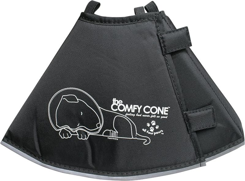 Photo 1 of Comfy Cone Pet Cone for Dogs, Cats, Small-Long, Black - Comfortable Soft Dog Cone Collar Alternative for After Surgery, Wound Care, Spay, Neuter - Dog and Cat Recovery Collar