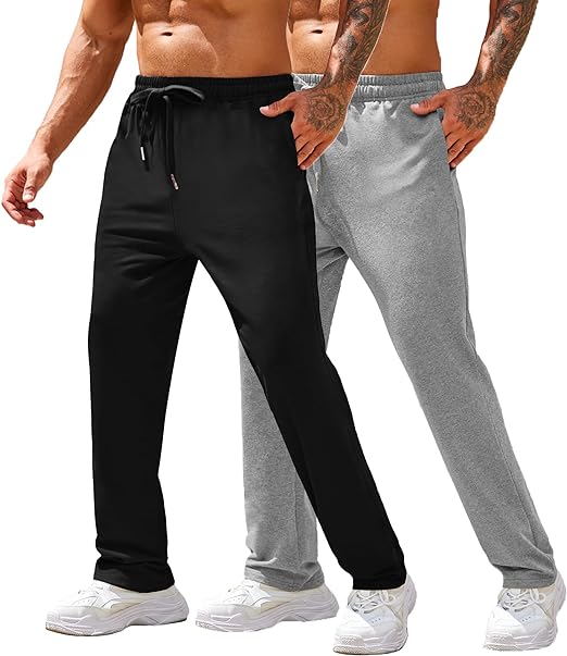 Photo 1 of S 38COOFANDY Men's Cotton Sweatpants Open Bottom Lounge Pants Lightweight Casual Jogger Pants with Pockets