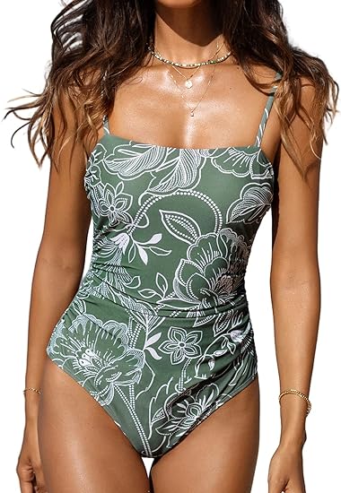 Photo 1 of SIZE M CUPSHE Women Swimsuit One Piece Bathing Suit Square Neck Cutout Back Tummy Control with Adjustable Spaghetti Straps