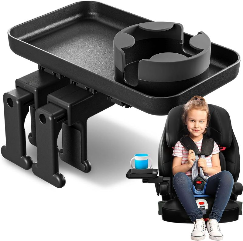 Photo 1 of Adjustable Travel Tray - Universal Quick Attach Clamps for Car Seats, Strollers, Arm Rests, Wagons - Car Seat and Stroller Organizer