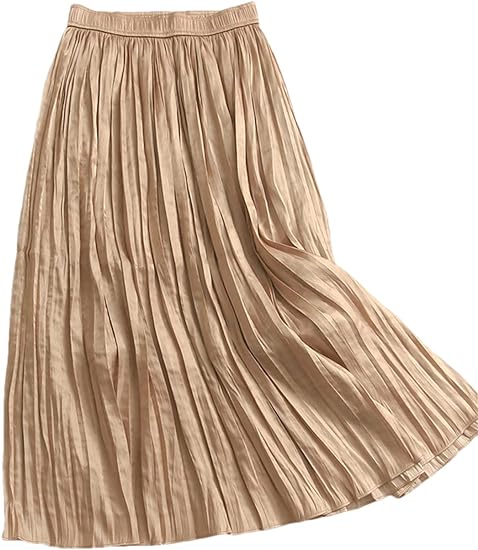 Photo 1 of Size L Women Pleated Skirt Summer Casual Solid A Line High Waist Mid-Length Skirt Midi Long Skirt