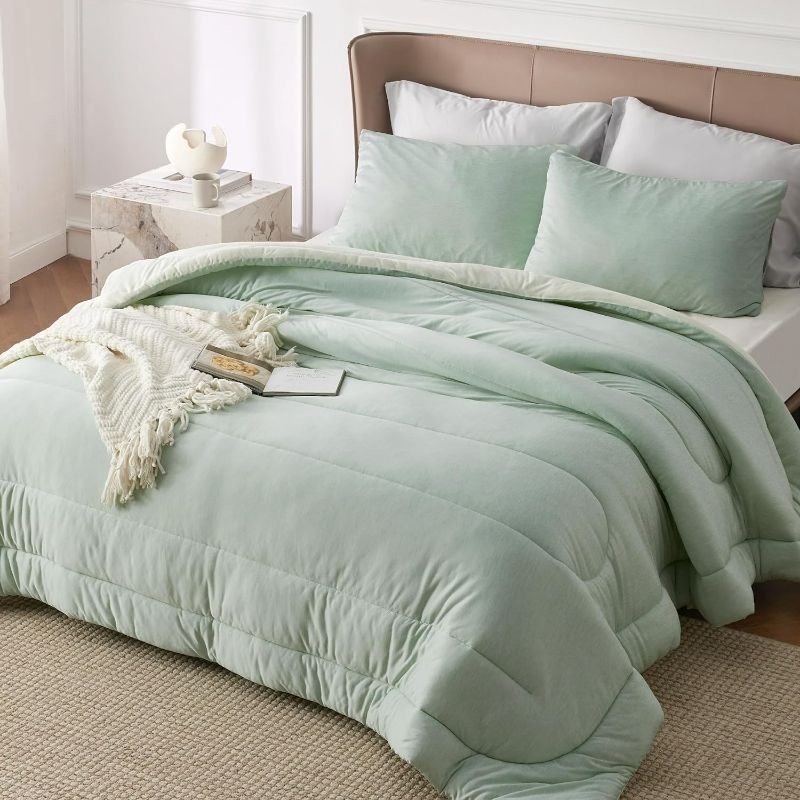 Photo 1 of Bedsure Twin/Twin XL Comforter Set - Reversible Cooling and Warm Bed Set, Sage Green All-Season Cooling Comforter, 2 Pieces, Includes 1 Twin/Twin Extra Long Comforter