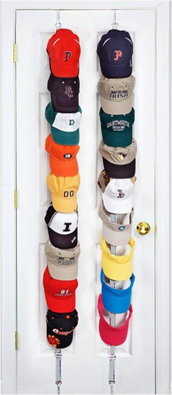 Photo 1 of Perfect Curve CapRack18 Over-The-Door Hat Rack and Organizer | Baseball Cap Rack | Over The Door Hat Rack | Hat Rack for Door | Hat Rack for Closet | Two Straps | Holds 18 Caps |Black