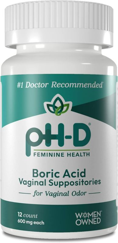 Photo 1 of 
pH-D Feminine Health - 600 mg Boric Acid Suppositories - Woman Owned - for Vaginal Odor Use - 12 Count