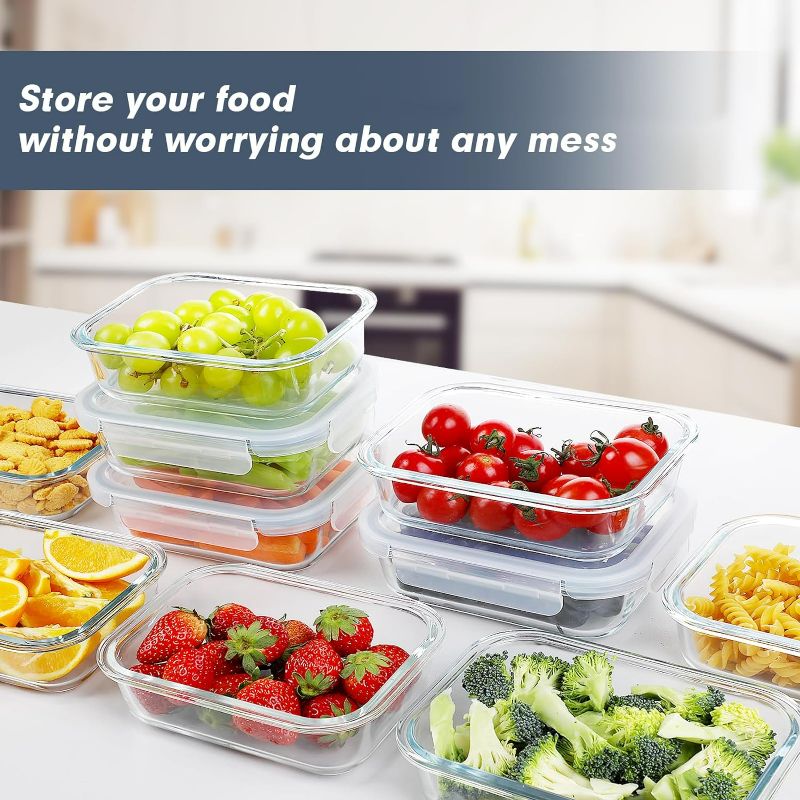 Photo 1 of Glass Meal Prep Containers, 10 Packs 22 oz Airtight Glass Food Storage Containers, Glass Lunch Containers with lids, Leakproof, Microwave, Oven, Freezer & Dishwasher Safe