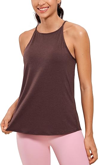 Photo 1 of Size M - CRZ YOGA Halter Tank Tops for Women High Neck Workout Tops Flowy Cami Tanks Sleeveless Tops Athletic Yoga Shirts