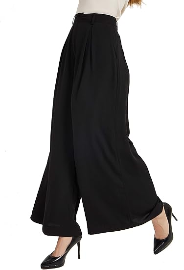 Photo 1 of (XS) Tronjori Women High Waist Casual Wide Leg Long Palazzo Pants Trousers Regular Size X-Small Short Black