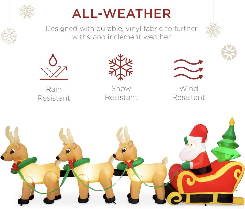Photo 1 of Best Choice Products 8.5ft Lighted Inflatable Christmas Decoration Santa Claus Sleigh & Reindeer Indoor Outdoor for Yard, Garden, Driveway, Large Room w/Heavy-Duty Stakes, Electric Fan Blower