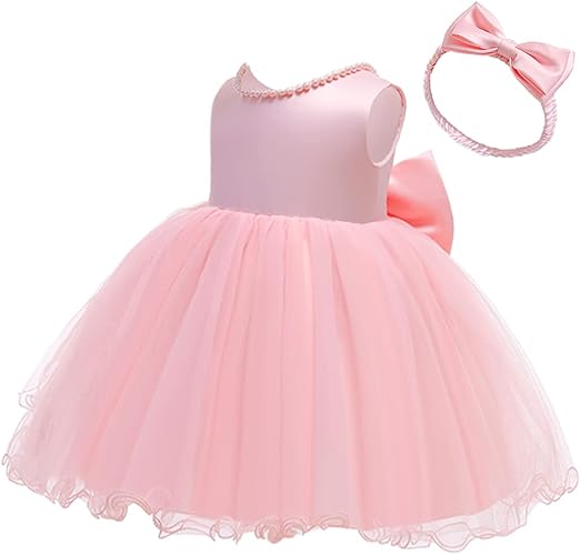 Photo 1 of 6 to 12 months NSSMWTTC 6M-6T Baby Backless Pageant Dress Toddler Girls Tutu Gown Flower Dresses with Headwear