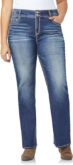 Photo 1 of Size 16 WallFlower Women's Luscious Curvy Bootcut Mid-Rise Insta Stretch Juniors Jeans (Standard and Plus), Jenna, 18 Plus