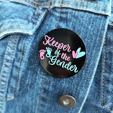 Photo 1 of for Keeper of the Gender Pin Baby Feet Hearts Soft Enamel Lapel Pins Brooch Baby Shower Gender Reveal Party Button Enamel Pins for Women Badges Cartoon for Clothing Bags Jackets Hat Accessory Decoration