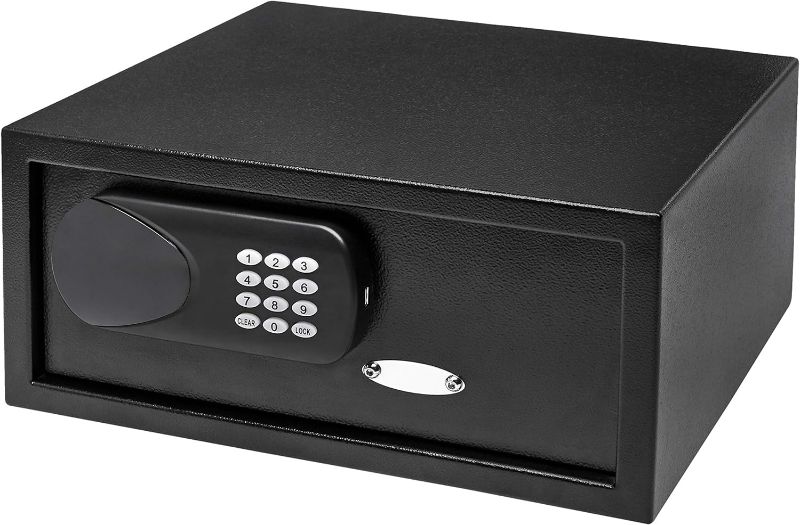 Photo 1 of Amazon Basics Hotel Safe, Electronic Combination Lock, Black, 0.8 Cubic Feet, 7.87''H x 16.54''W x 14.57''D