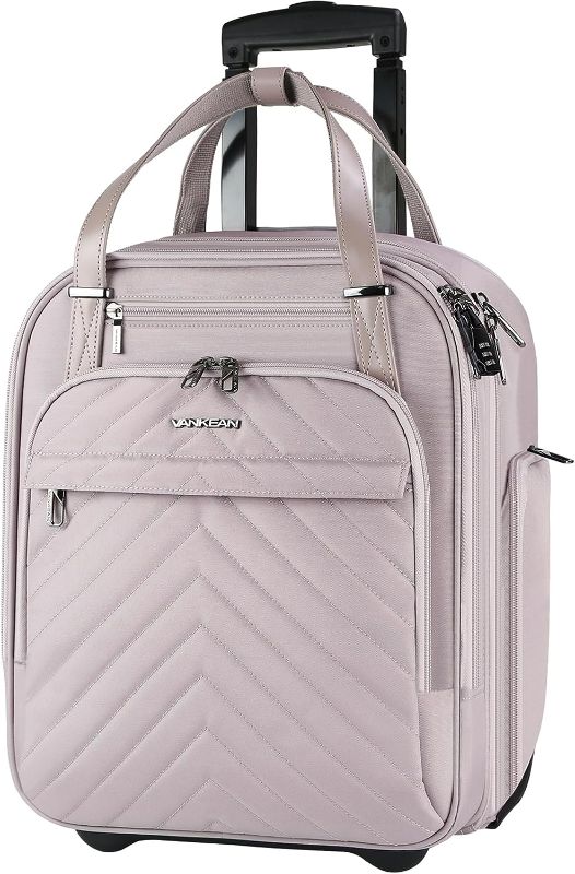Photo 1 of KROSER Carry On Underseat Multi-functional, 16-inch Underseater Lightweight Overnight Suitcase for Women, Lavender color