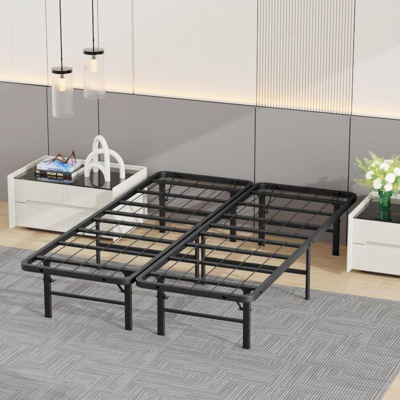 Photo 1 of 
Twin - Bed Frame Metal Platform Bed Frame Mattress Foundation Box Spring Replacement Heavy Duty Steel Slat Easy Assembly Noise-Free Black,Twin/