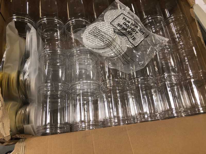 Photo 1 of 50 Pack Plastic Jars Round Clear Leak Proof Cosmetic Container Jars with Inner Liners and Black Lids for Lotions Ointments Travel Make Up Storage