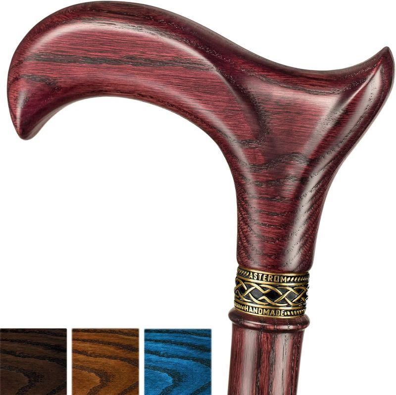 Photo 1 of Asterom Walking Cane - Handmade, Ergonomic, Wooden - Canes for Men, Cane for Women - Walking Sticks for Seniors, Unique, Wood