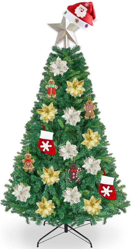 Photo 1 of 6ft Christmas Tree Unlit, Arbol de Navidad 6 feet, Artificial Green Xmas Tree with 950 Tips and Decorations for Home Office | Spruce Tree with Sturdy Stand, Keep Real Tree Out of Landfill