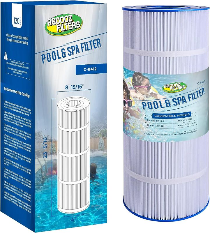 Photo 1 of PLF120A Pool Filter Replaces Hayward C1200, CX1200RE, Unicel C-8412, Pleatco PA120, Filbur FC-1293, Clearwater II 125, Waterway Pro Clean PCCF-125, 817-0125N, 120 sq.ft Cartridge 1 Pack