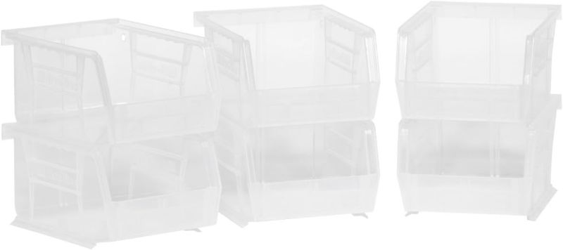 Photo 1 of Akro-Mils 08212SCLAR 30210 AkroBins Plastic Hanging Stackable Storage Organizer Bin, 5-Inch x 4-Inch x 3-Inch, Clear, 6-Pack