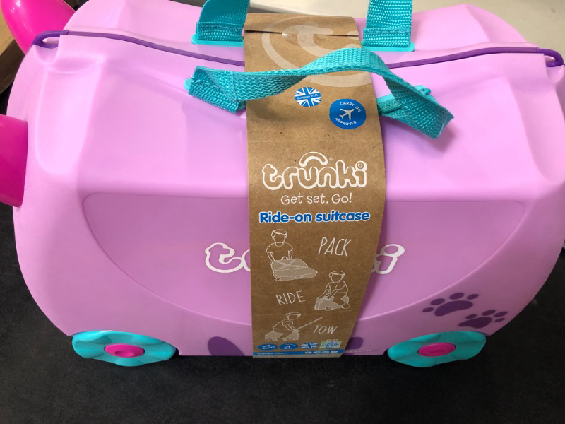 Photo 2 of Trunki Ride-On Kids Suitcase | Tow-Along Toddler Luggage | Carry-On Cute Bag with Wheels | Kids Luggage and Airplane Travel Essentials: Cassie Cat Pink