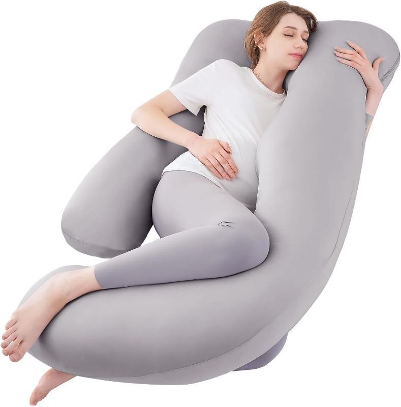 Photo 1 of Sasttie Pregnancy Pillows for Sleeping, U Shaped Cooling Full Body Pillow Pregnancy Must Haves, Maternity Pillow for Pregnant Women, 57'' Pillow with Removable Cover for Side 