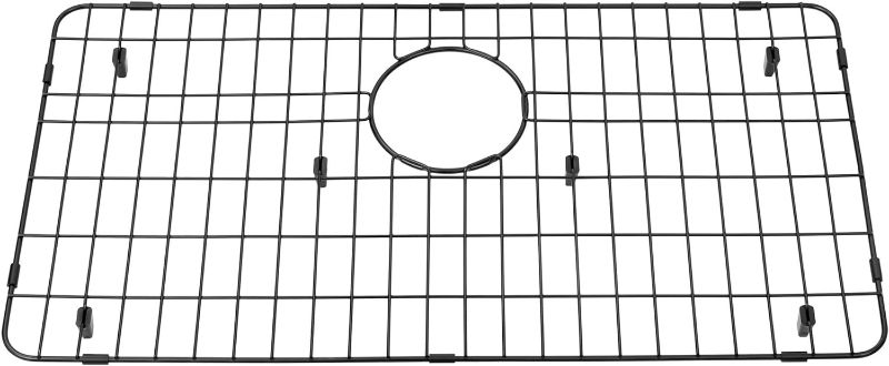 Photo 1 of Kitchen Sink Grid and Sink Protectors, Stainless Steel Sink Grids for Bottom of Kitchen Sink, Black Color, 26" x 14" with Rear Drain for Single Sink Bowl
