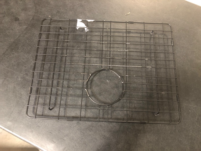 Photo 1 of Kitchen Sink Grid and Sink Protectors, Stainless Steel Sink Grids for Bottom of Kitchen Sink, Black Color, 26" x 14" with Rear Drain for Single Sink Bowl