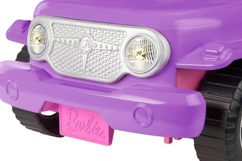 Photo 1 of Barbie Toy Car, Doll-Sized SUV, Purple Off-Road Vehicle with 2 Pink Seats & Treaded, Rolling Wheels