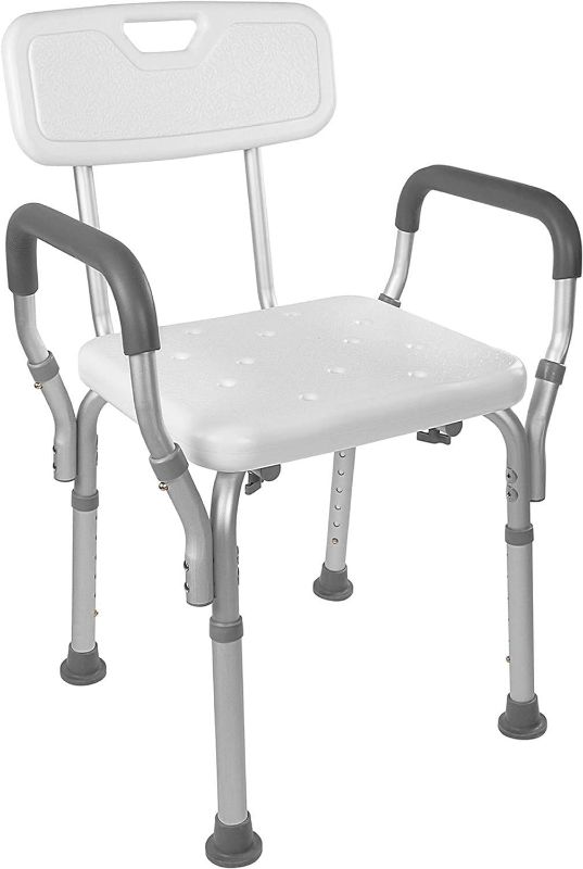 Photo 1 of Vaunn Shower Chair Bath Seat with Padded Arms, Removable Back and Adjustable Legs for Bathtub Safety and Supports Weight up to 350 lbs