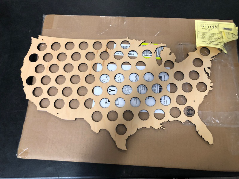Photo 1 of USA Beer Cap Map - Skyline Workshop - beautiful maple wood - Beer Cap Holder - Made in the USA! - great Father's Day Gift!