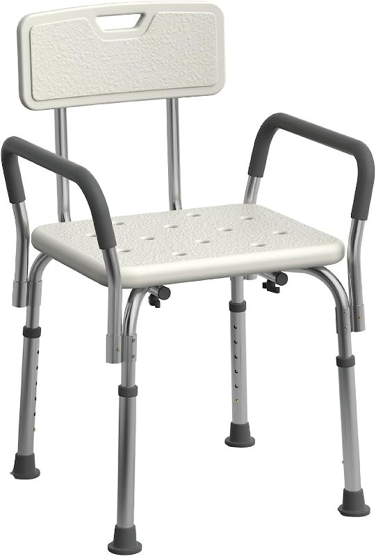 Photo 1 of Medline Shower Chair Seat with Padded Armrests and Back Heavy Duty Shower Chair for Bathtub Slip Resistant Shower Seat with Adjustable Height Shower Chair for Inside Shower with 350 lb Capacity