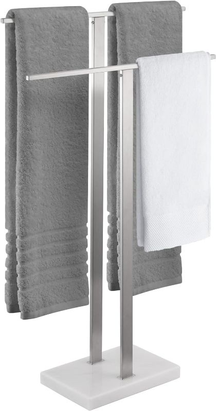 Photo 1 of KES Standing Towel Rack 2-Tier Towel Rack Stand with Marble Base for Bathroom Floor, Upgrade Steady Design, Pro-Grade 18/8 Stainless Steel Brushed Finish, BTH217-2