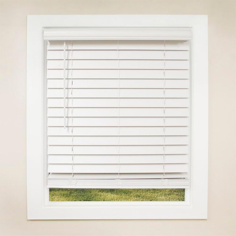 Photo 1 of Lumino 2.5-inch Faux Wood Cordless Room Darkening Blinds for Windows – Starting at $29.97 – (Over 400 Custom Sizes) Window Blinds Cordless, White 34.5" W x 60" H