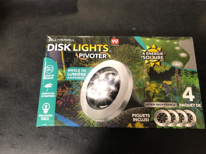 Photo 3 of Bell+Howell Disk Lights Solar Ground Lights -Wireless Auto On/Off Solar Pathway Garden Outdoor Lighting with 4 LED Bulbs for Lawn, Patio, Garden, Yard, Pathways Waterproof, 4 Packs, As Seen On TV