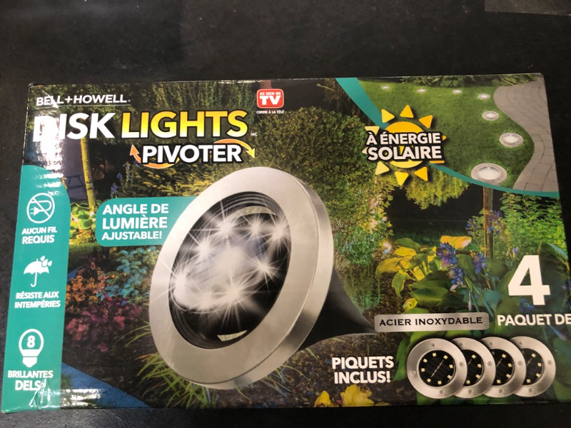 Photo 3 of Bell+Howell Disk Lights Solar Ground Lights -Wireless Auto On/Off Solar Pathway Garden Outdoor Lighting with 4 LED Bulbs for Lawn, Patio, Garden, Yard, Pathways Waterproof, 4 Packs, As Seen On TV