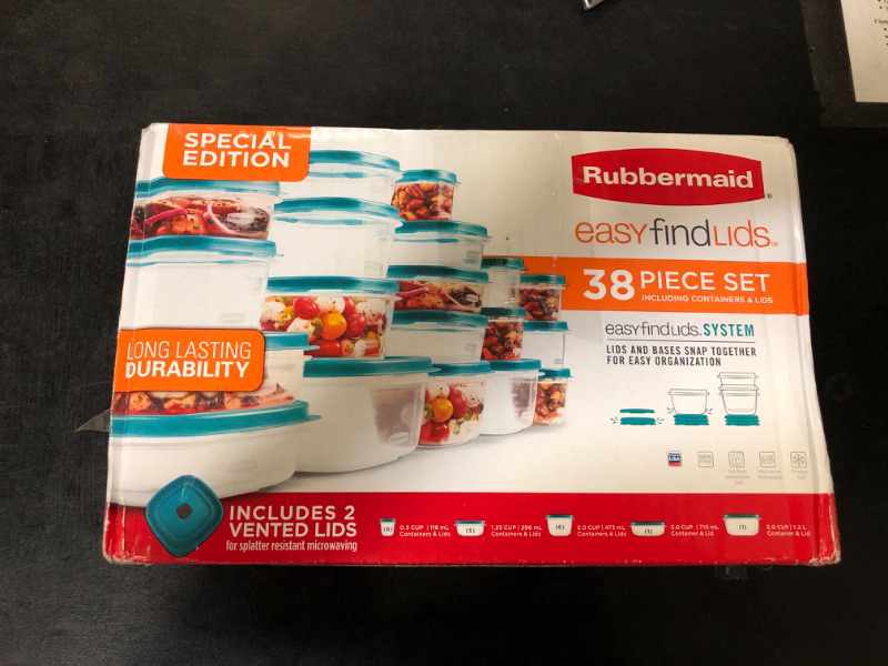 Photo 3 of Rubbermaid Food Storage 38 Piece Set with Easy Find Lids, Teal
