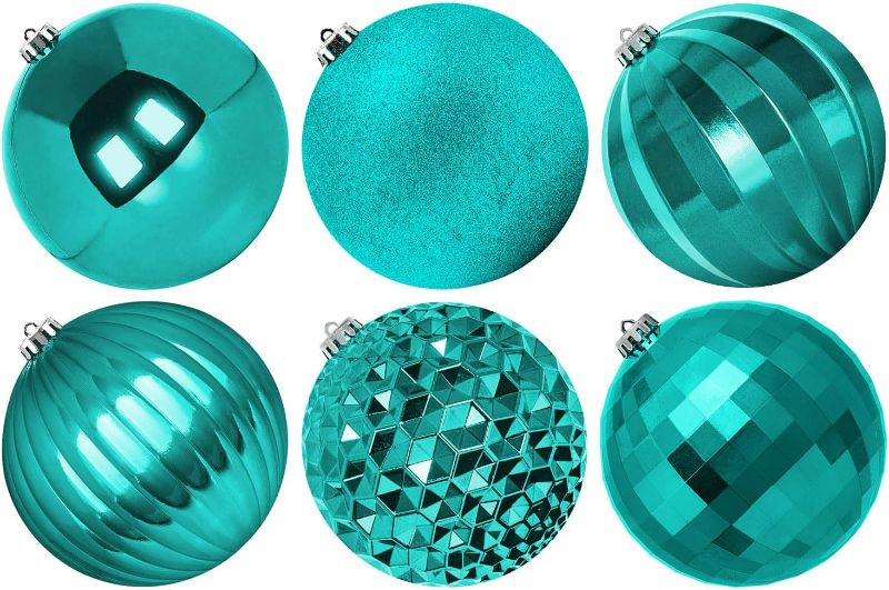 Photo 1 of Extra Large Size Outdoor Christmas Ornaments, Oversized Huge Big Shatterproof Xmas Christmas Plastic Balls for Outside Lawn Yard Tree Hanging Decorations (6"/150mm, Teal, 6 Packs)