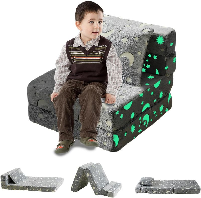 Photo 1 of 2-Piece Kids Sofa Couch, Modular Toddler Couch Glow in The Dark Sofa for Playroom Bedroom, Play Couch for Girls Boys, Kids Convertible Sofa Sectional Foam Playset Couch Set