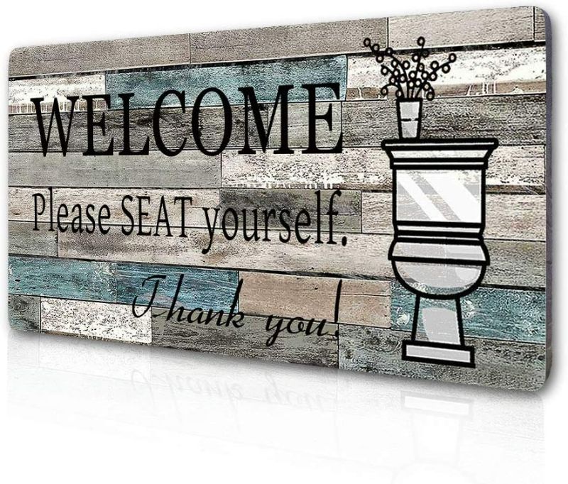 Photo 1 of Funny Bathroom Wall Decor Sign Farmhouse Rustic Bathroom Decorations Wall Art 16" by 8" Please Seat Yourself Large Wood Plaque Wall Hanging Sign