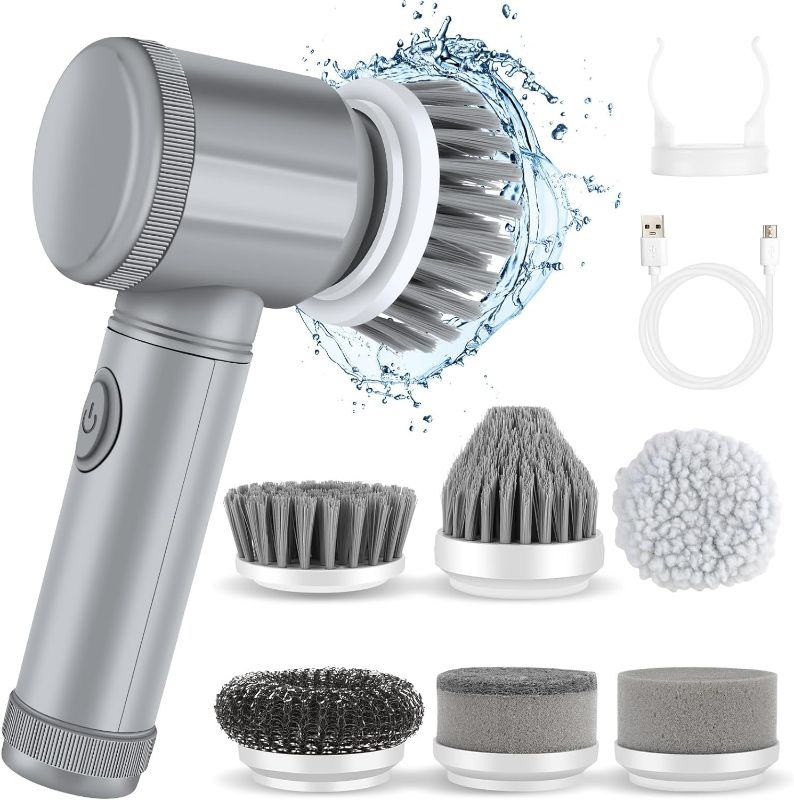 Photo 1 of Electric Spin Scrubber, Electric Cleaning Brush Cordless Power Scrubber with 6 Replaceable Brush Heads Handheld Power Shower Scrubber for Bathtub, Floor, Wall, Tile, Toilet